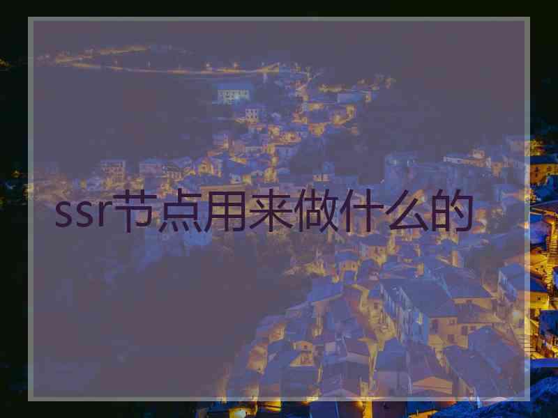 ssr节点用来做什么的