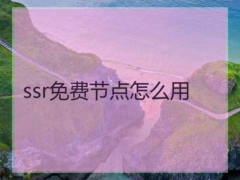 ssr免费节点怎么用